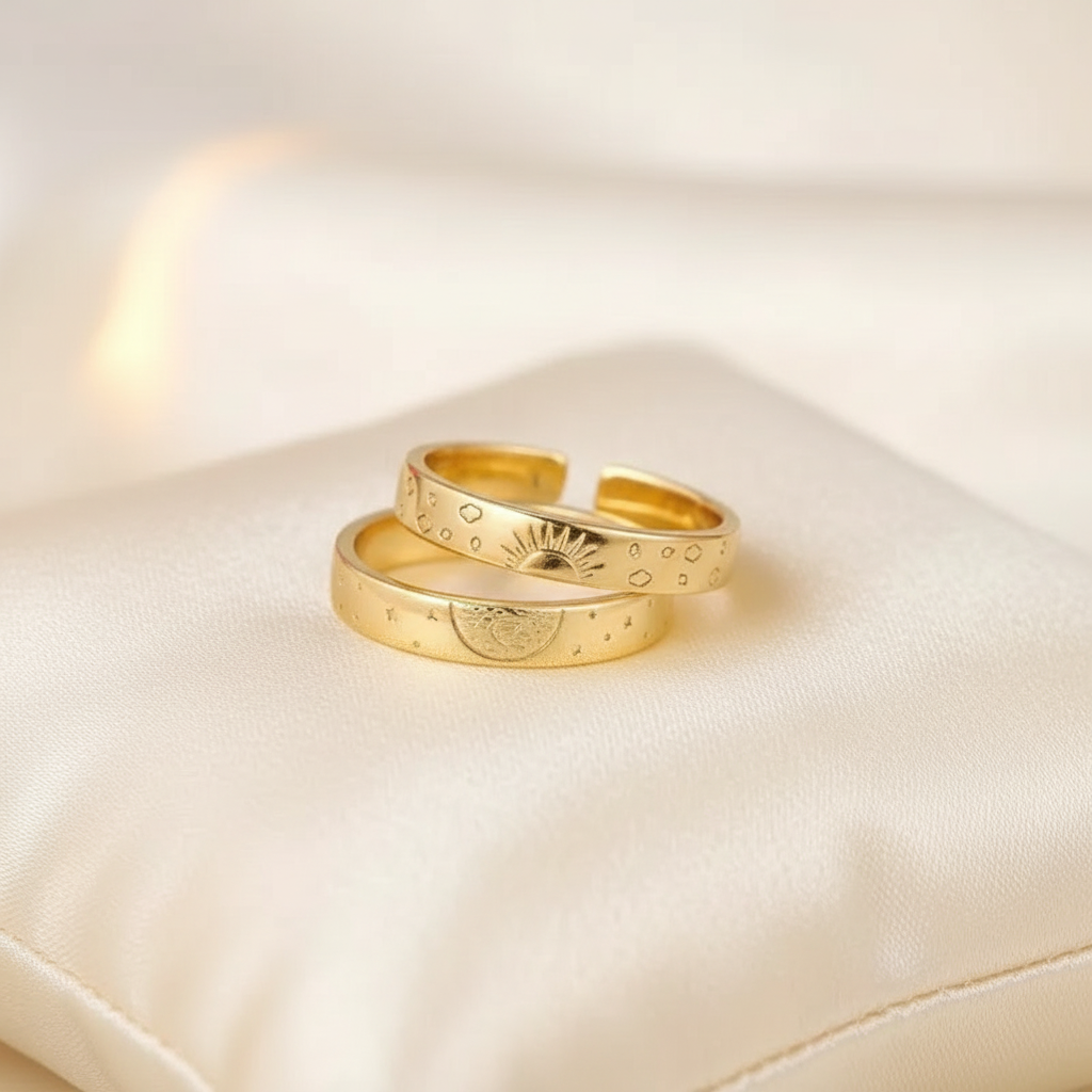 Gold Sun & Moon Ring