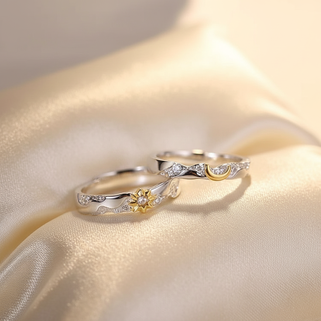 Silver Sun & Moon Rings